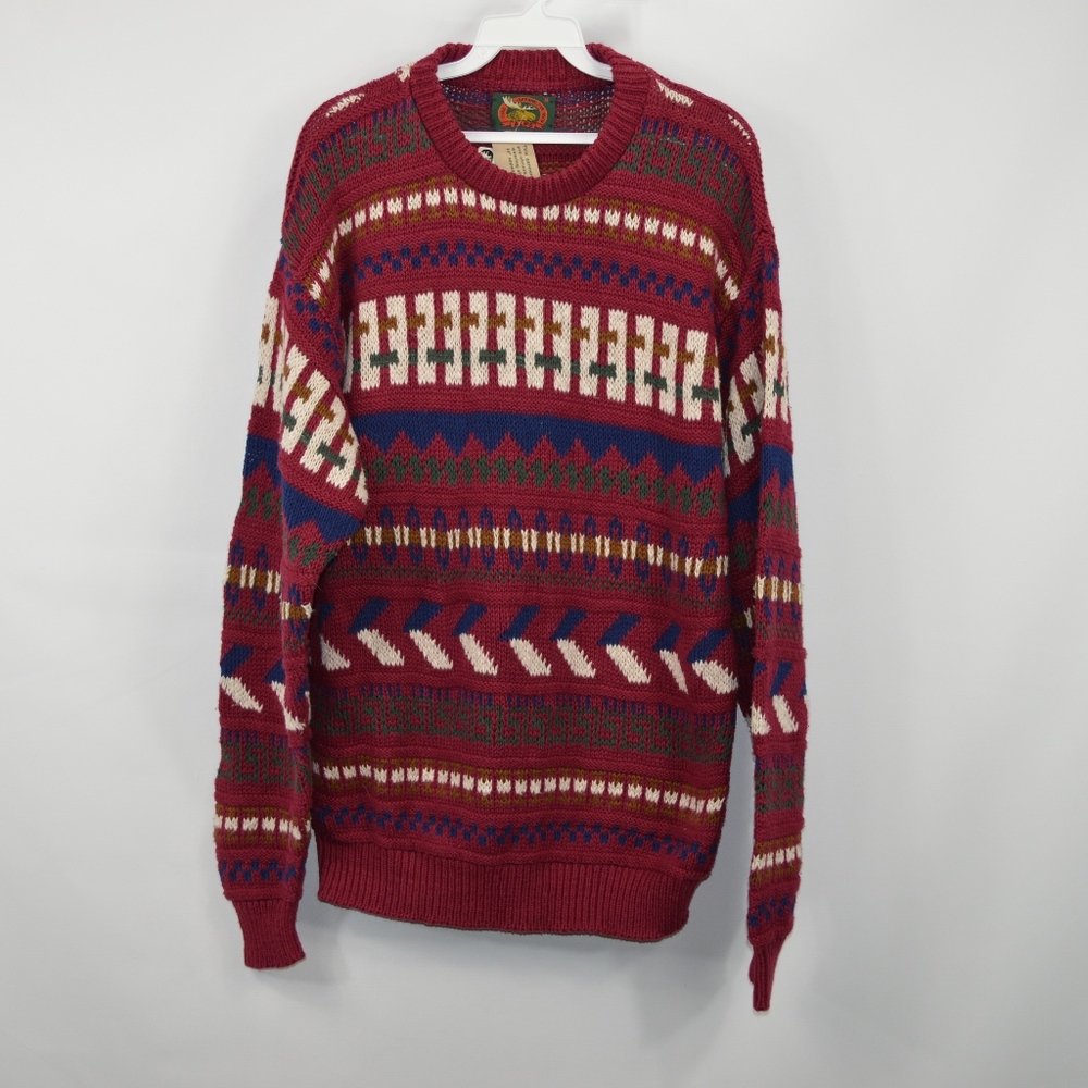 Vintage 90s ALPS New Mens Crewneck Sweater Red